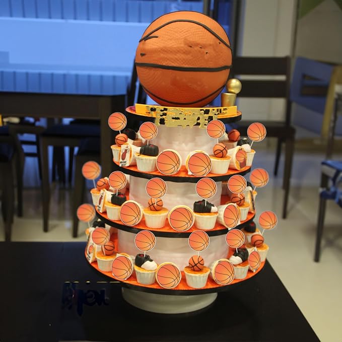 36Pcs Basketball Cupcake Toppers Star Sports Ball Cupcake Picks Decorations - Image 6
