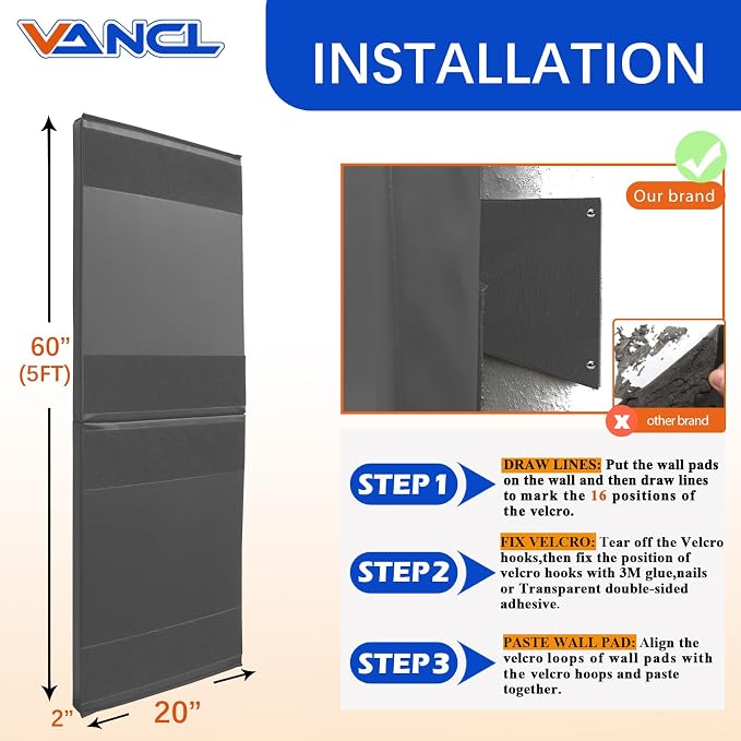Gym Padding Wall Mount Protection Pad Wall Mats - Image 2