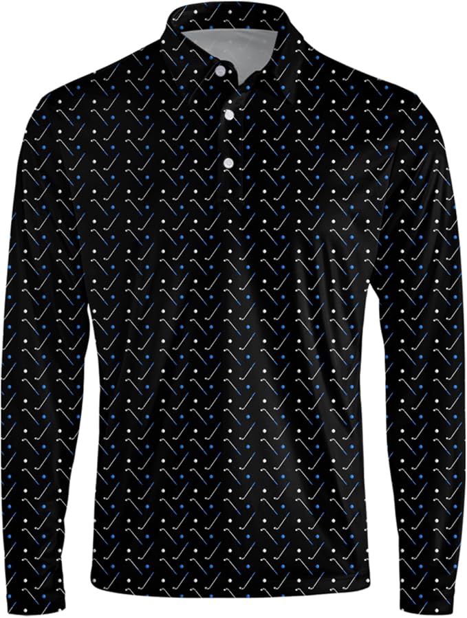 Men's Long Sleeve Golf Shirt Quick Dry 3 Button Work Fishing Outdoor Casual - Image 3