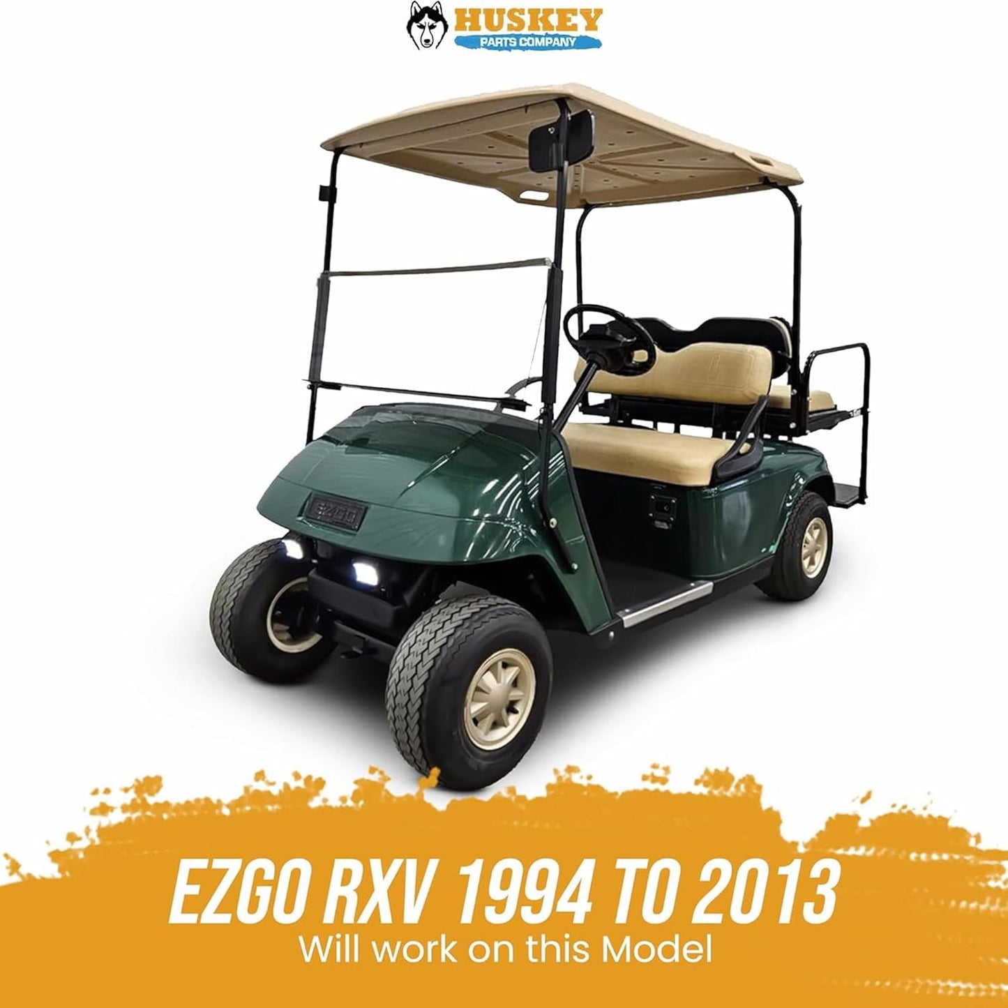 Huskey Parts Company Golf Cart Seat Cushion for Front Seat Lean Back, Tan Color for EZGO Medalist, TXT 1994 to 2013, Golf Cart Front Seat Replacement with Mounting Hardware