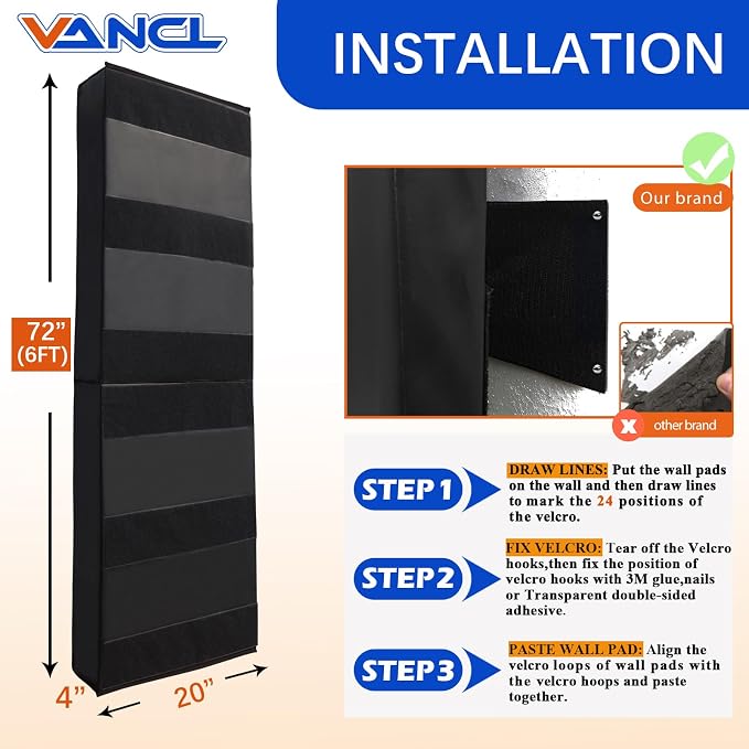 Gym Padding Wall Pads for Gym Wall Mats Basketball Wall Padding 2" Thick Foam - Image 2