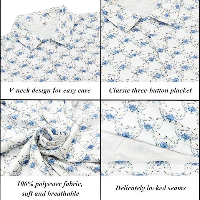 Men's Long Sleeve Golf Shirt Quick Dry 3 Button Work Fishing Outdoor Casual - Image 5