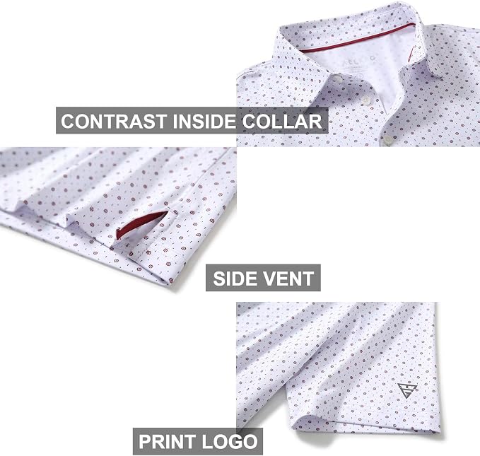 Golf Shirts for Men Dry Fit Short Sleeve Print Performance Moisture Wicking - Image 4