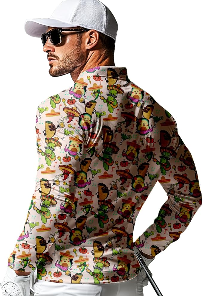 Men's Long Sleeve Golf Shirt Quick Dry 3 Button Work Fishing Outdoor Casual - Image 2