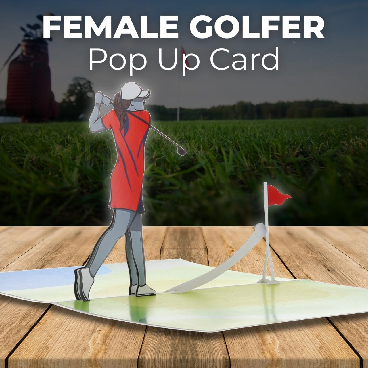 iGifts And Cards Women’s Golf Pop-Up Card – Celebrate Her Swing with Style – Birthday, Thank You, Retirement – For Female Golfers, Coaches, Moms, Girlfriends – 6" x 8"