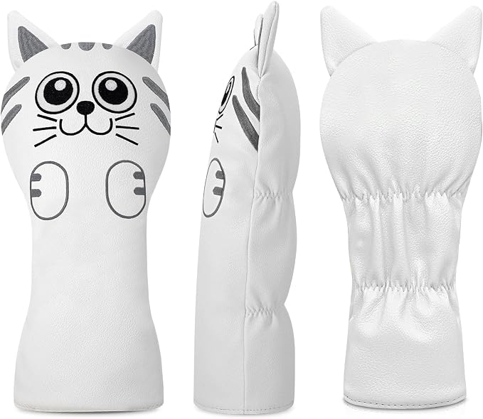 Golf Kitty Head Cover Golf Club White Leather Headcovers 1pc/4pcs Set Fits - Image 5