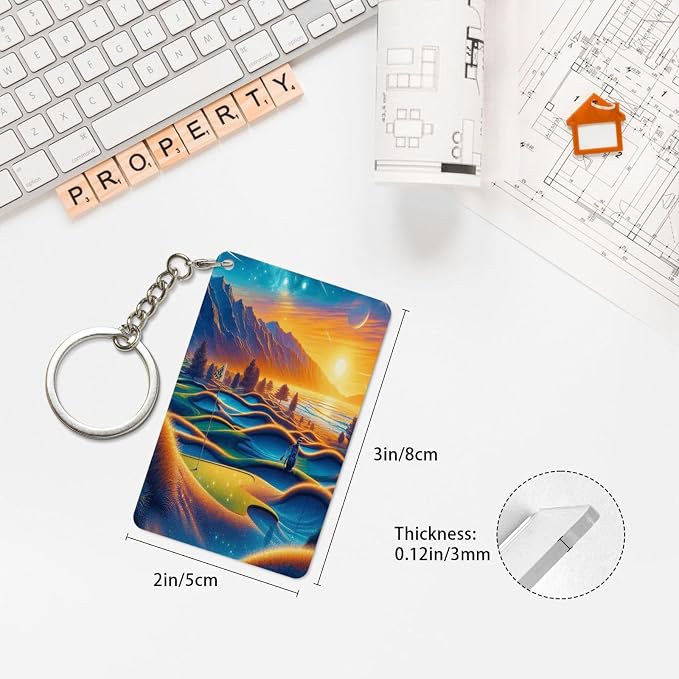 Keychain - Rectangular Acrylic Keychain Daily Key Ring Car Key Fob Holder 2X3 - Image 4