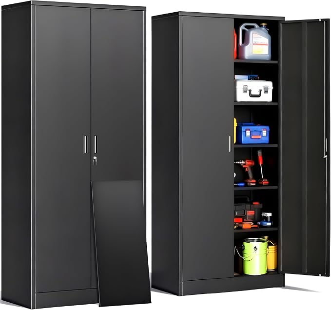 CJF Metal Storage Cabinet, Pantry-Black by CJF