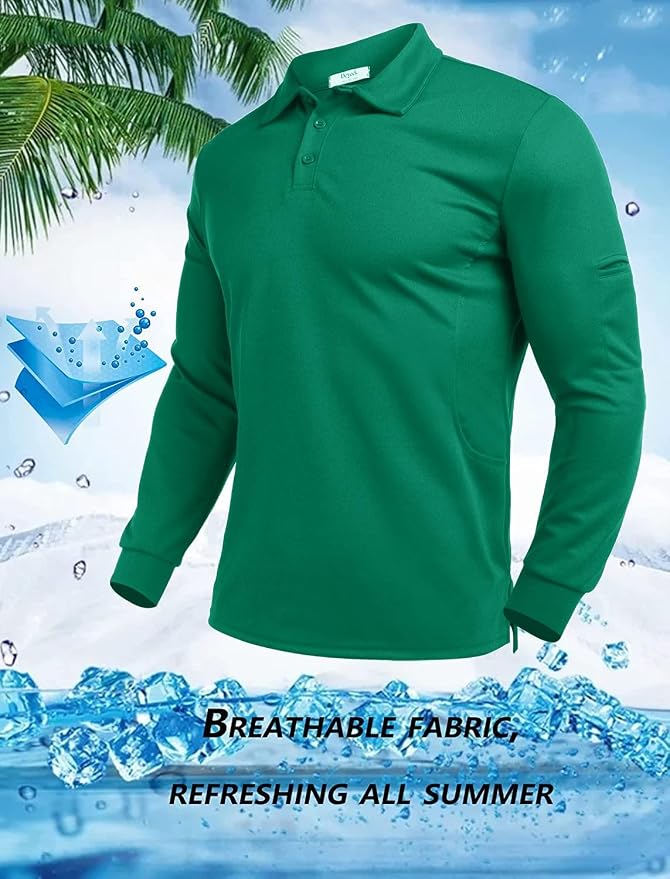 Deyeek Men's Polo Shirts Long Sleeve Golf Polo Shirts - Image 2