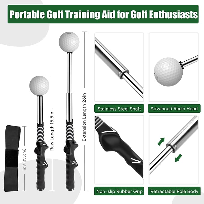 Retractable Golf Swing Training Aid, Golf Grip Trainer - Image 5