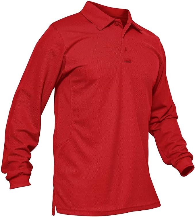 MAGCOMSEN Men's Polo Shirts 3 Button Quick Dry Performance Long Sleeve Tactical by MAGCOMSEN