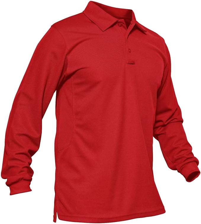 MAGCOMSEN Men's Polo Shirts 3 Button Quick Dry Performance Long Sleeve Tactical by MAGCOMSEN