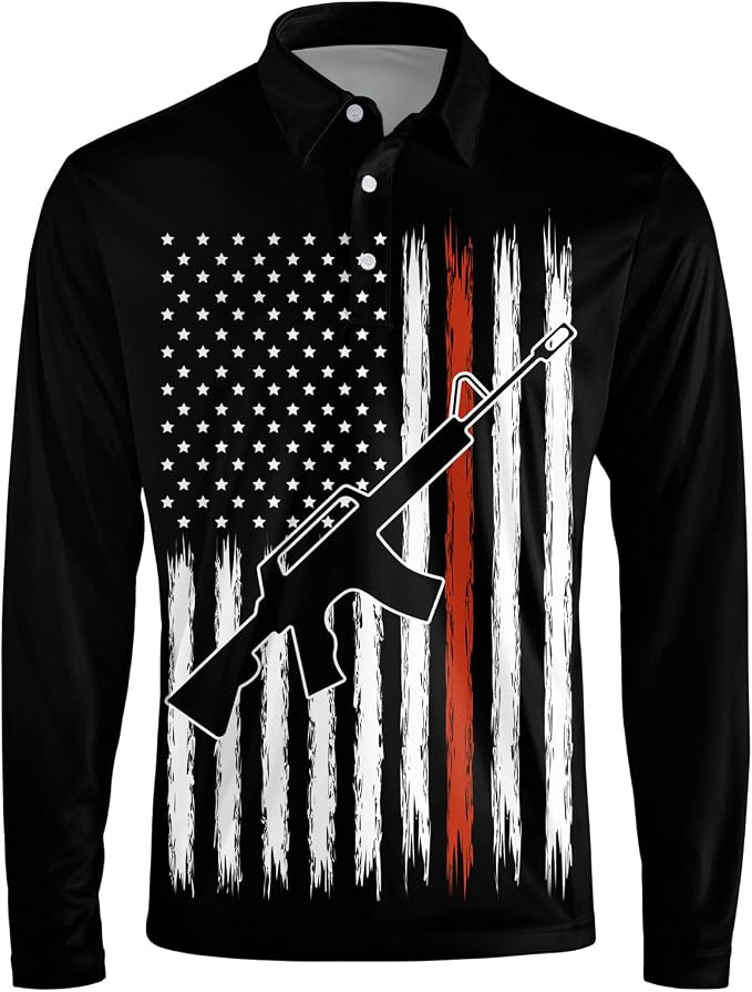 Men's Long Sleeve Golf Shirt Quick Dry 3 Button Work Fishing Outdoor Casual - Image 3
