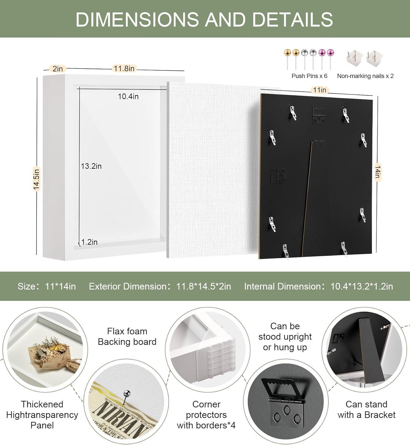 11x14 Shadow Box Display Case Picture Frame with Soft Linen Back, Large Deep Black Shadow Box 11x14 for Flowers Medal Display Case Jersey pet Graduation Memorabilia Baby Ltems Crafts Photos