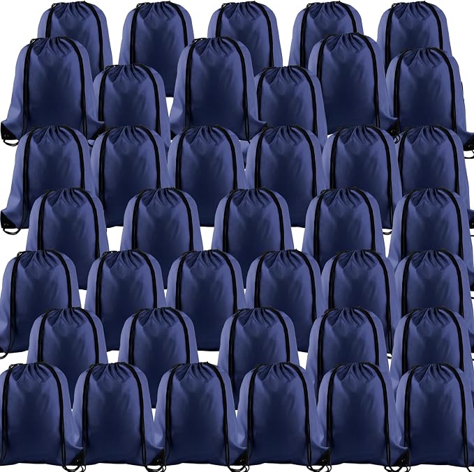 KUUQA 60Pcs Drawstring Backpack Bag Bulk Navy Blue Drawstring Bags String Bags by KUUQA