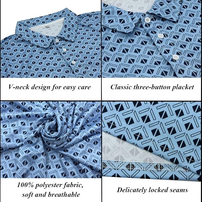 Men's Long Sleeve Golf Shirt Quick Dry 3 Button Work Fishing Outdoor Casual - Image 5
