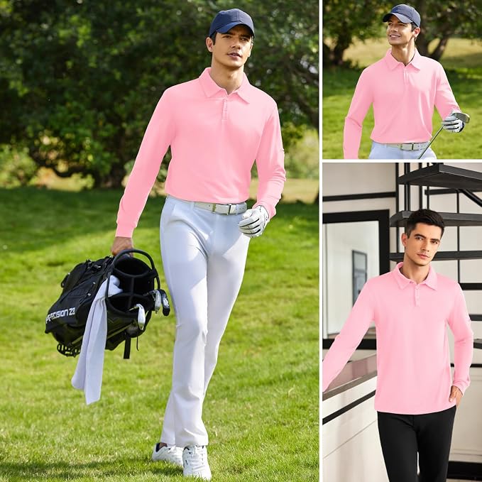 Deyeek Men's Polo Shirts Long Sleeve Golf Polo Shirts - Image 2