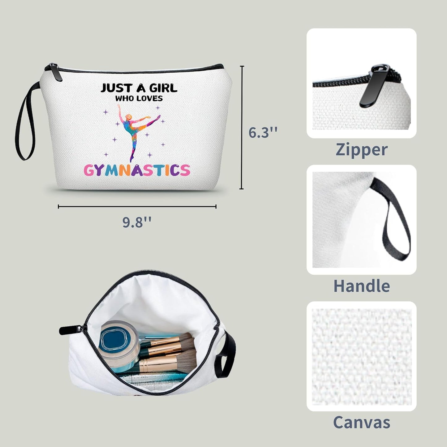 Gymnastics Cosmetic Bag, Travel & Daily Use, Gymnastics Theme, Multifunctional Makeup Bag, Gift for Girls & Women