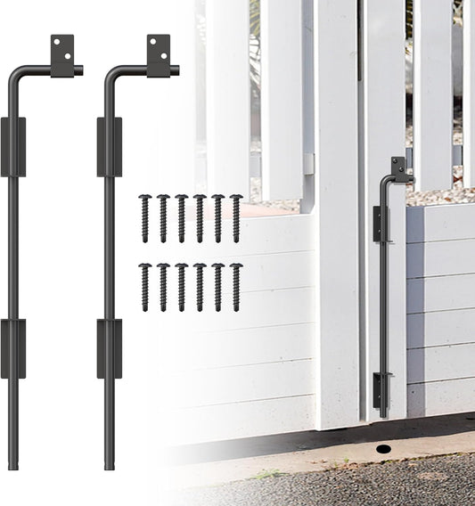 24" Heavy Duty Cane Bolt Gate Drop Rod with Upgraded Design, Square Drop Rod Kit for Double Gate Wood PVC Vinyl Metal Yard Gate Latch-2 Pack