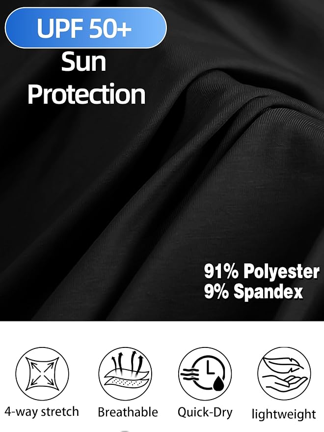 Mens Long Sleeve Shirts Quarter Zip Pullover UPF 50+ Sun Protection Wicking - Image 5