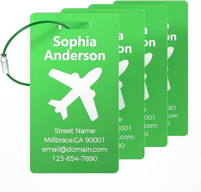 4 Pack Personalized Luggage Tags, Custom Engraved Aluminum Luggage Tags by Unknown