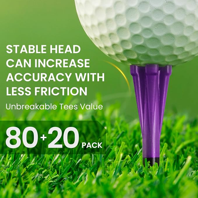 FINGER TEN Unbreakable Golf Tees Plastic 80 3 1/4" or 2 3/4" Driver Tees - Image 2