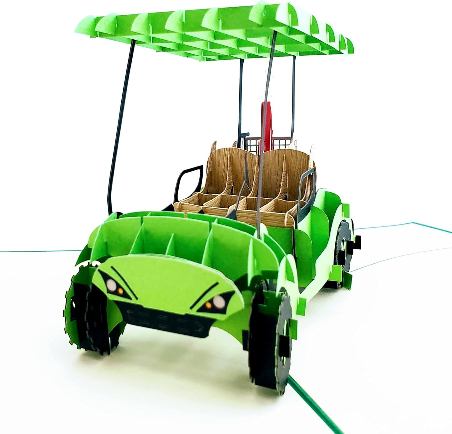 iGifts And Cards Awesome Green Golf Cart 3D Pop Up Greeting Card - Hole in One, Putter, Clubs, Cool, Fun, Half-Fold, Celebration, All Occasion, Happy Birthday, Retirement, Father's Day, Mother's Day