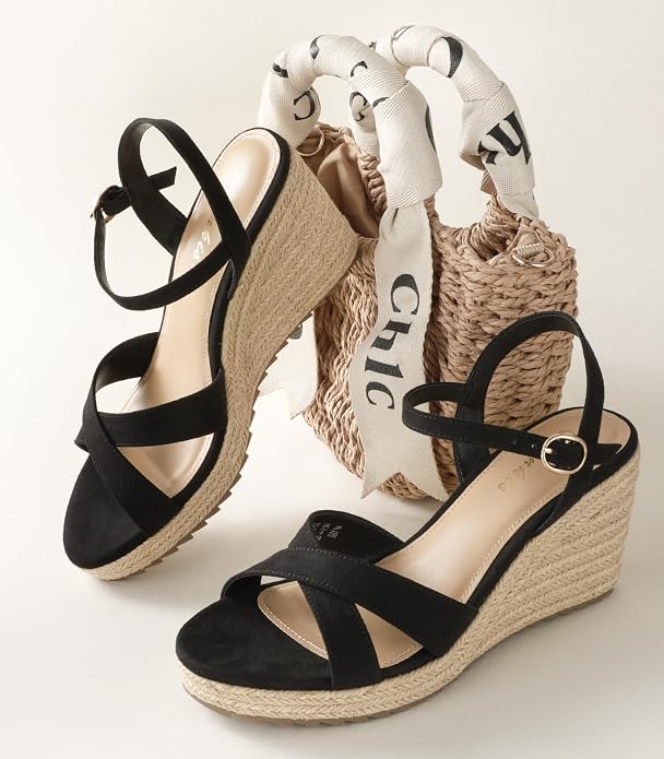 Ankis Wedge Sandals for Women, Espadrille Womens Wedge Sandals Comfortable Open - Image 2