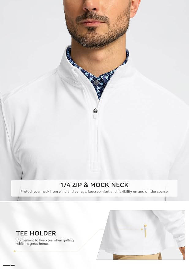 Obla Golf Quarter Zip Pullover for Men Mock Neck Sweatshirt Lightweight Sun - Image 4