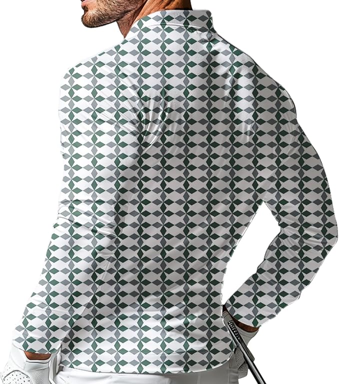 Men's Long Sleeve Golf Shirt Quick Dry 3 Button Work Fishing Outdoor Casual - Image 2