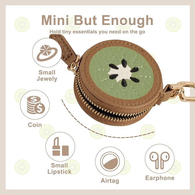 XSUIOY Orange Fruit Coin Purse Keychain Bag Charm, Mini Leather Coin Purse & - Image 4