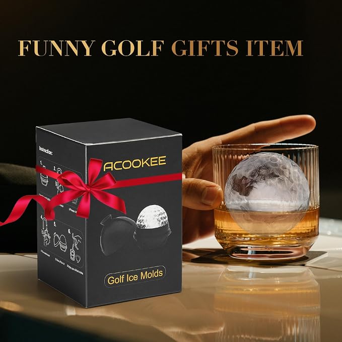 Golf Gifts Ball Ice Maker Mold set of 4, 2.5" Large Sphere Round Ice Cube Mold - Image 7
