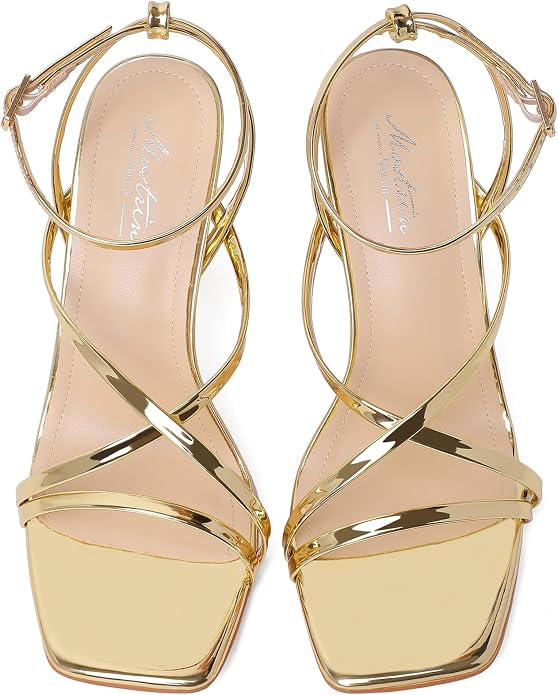 Mostrin Strappy Heels for Women Square Open Toe Lace Up Heeled Sandals Ankle - Image 9
