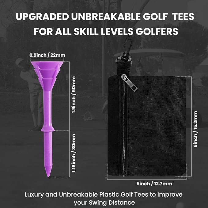 Golf Tees Plastic 3 1/4 inch Unbreakable 30 Pack - Image 2