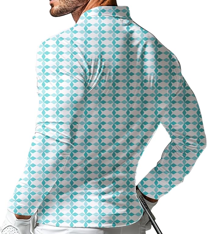 Men's Long Sleeve Golf Shirt Quick Dry 3 Button Work Fishing Outdoor Casual - Image 2