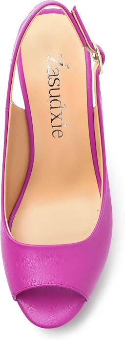 Womens Peep Toe Wedge Heels Matte Fashion Cork Slingback Pumps Platform Wedge - Image 3