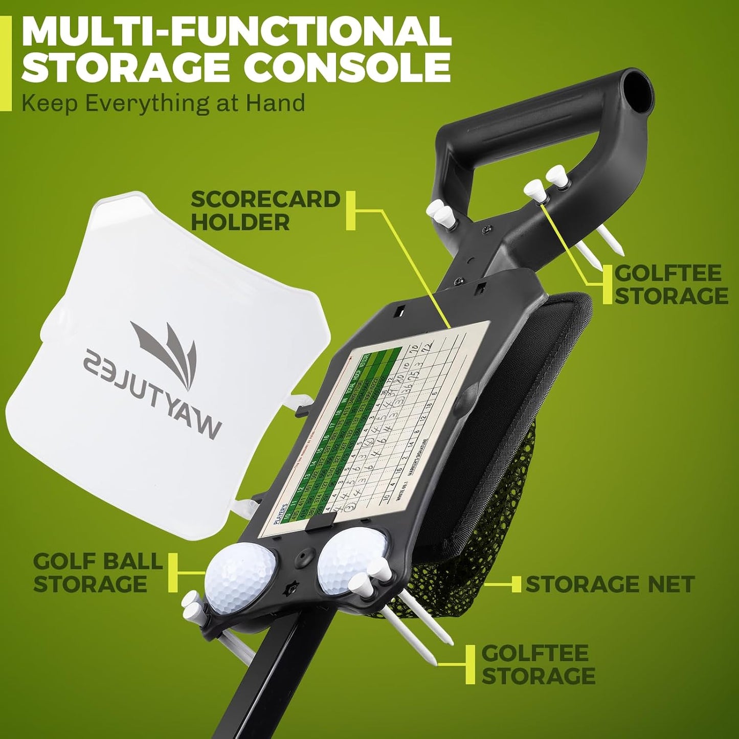 2-Wheel Golf Pull Cart – Lightweight Foldable Golf Push Cart with Durable Steel Frame, Adjustable Web Straps, Compact Design for Walking Golfers