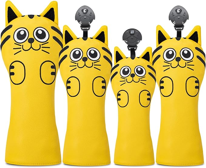 Golf Kitty Head Cover Golf Club White Leather Headcovers 1pc/4pcs Set Fits - Image 2