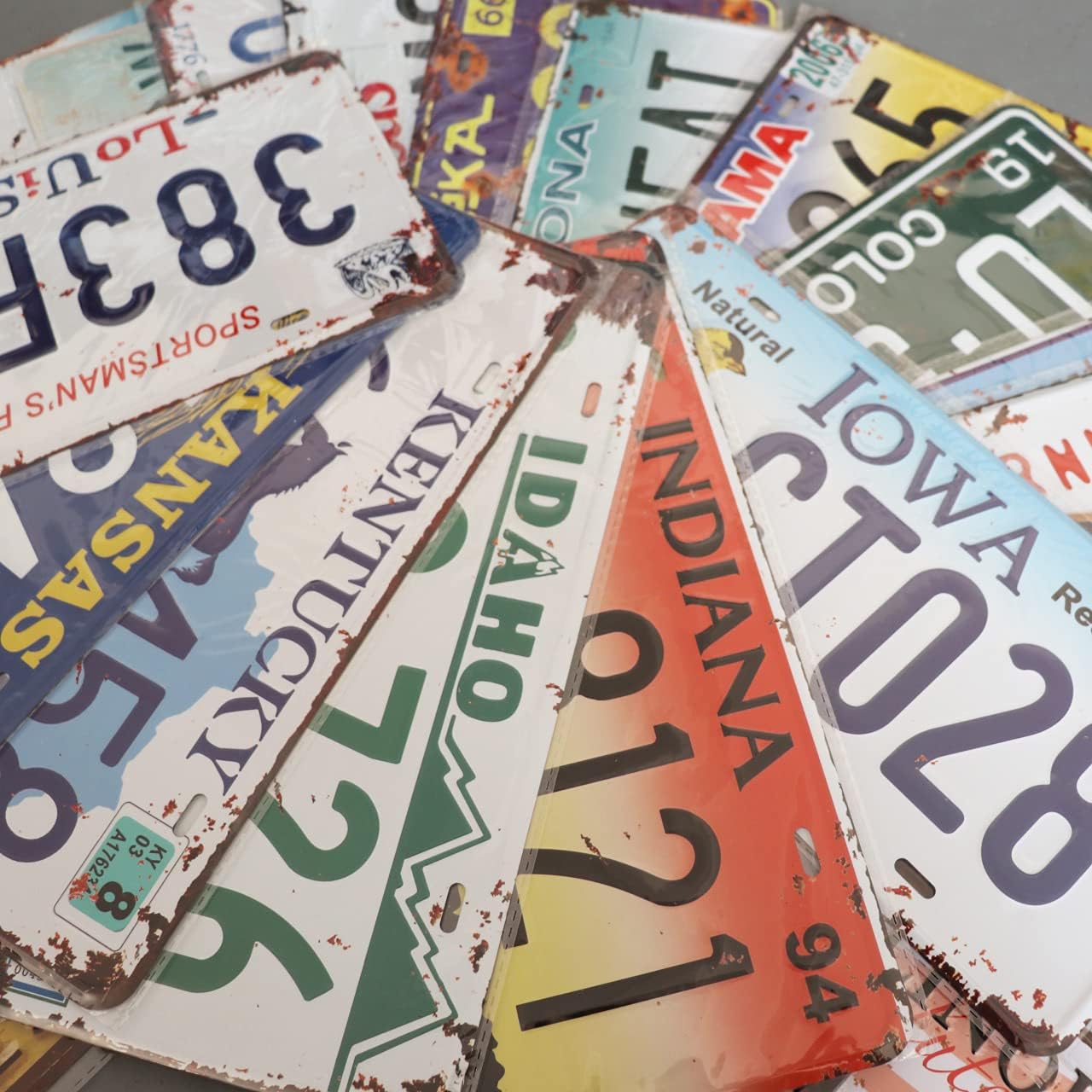 10 Pcs Assorted Replica Vintage Style License Plates, Embossed Novelty Metal Number Tags, Novelty Car Plates, 12x6