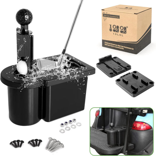 10L0L Golf Cart Ball and Golf Club Head Cleaner/Washer 2-in-1 with Universal Bracket-Removable-Fits EZGO TXT RXV & Club Car DS Precedent & Yamaha Models