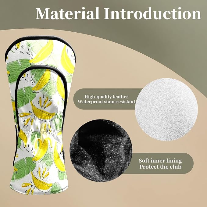Premium Leather Golf Club Headcovers, Mango Pattern Fits Driver Hybrid Fairway - Image 4