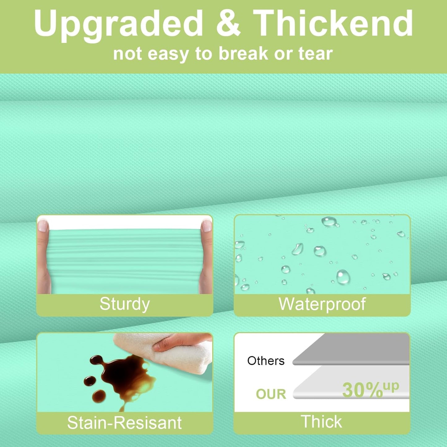 QIKSION 6 Pack Fresh Mint Plastic Tablecloths, Rectangular, 54 x 108 Inches, Mint Green, Perfect for Parties, Bridal Shower, Birthday, Engagement, Wedding