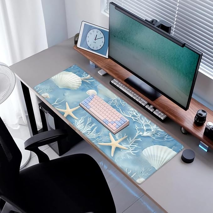 Starfish Coral Ocean Gaming Mouse Pad, Desk Mat, Non-Slip Rubber Base Cool - Image 2