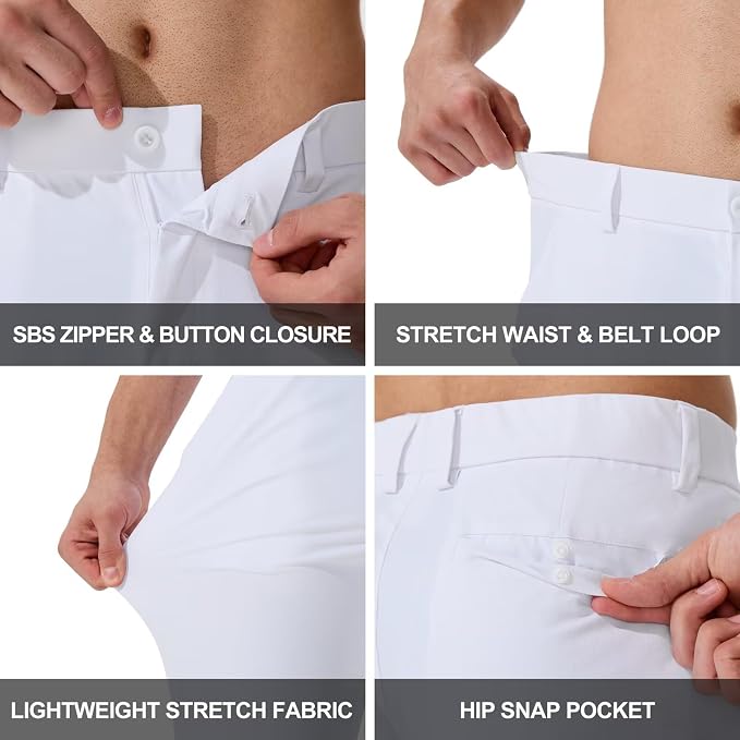 QPNGRP Men's Golf Pants 30"/32"/34" Inseam Lightweight Stretch Work Dress Pants - Image 5