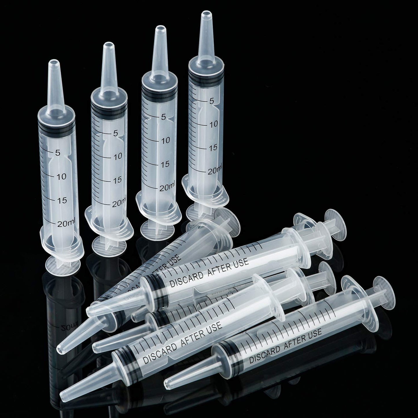 10 Pack Plastic Syringe Liquid Measuring Syringes Without Needle for Epoxy Resin, Craft, Scientific Labs, Feeding Pets Animals, Oil or Glue Applicator (20 ML)
