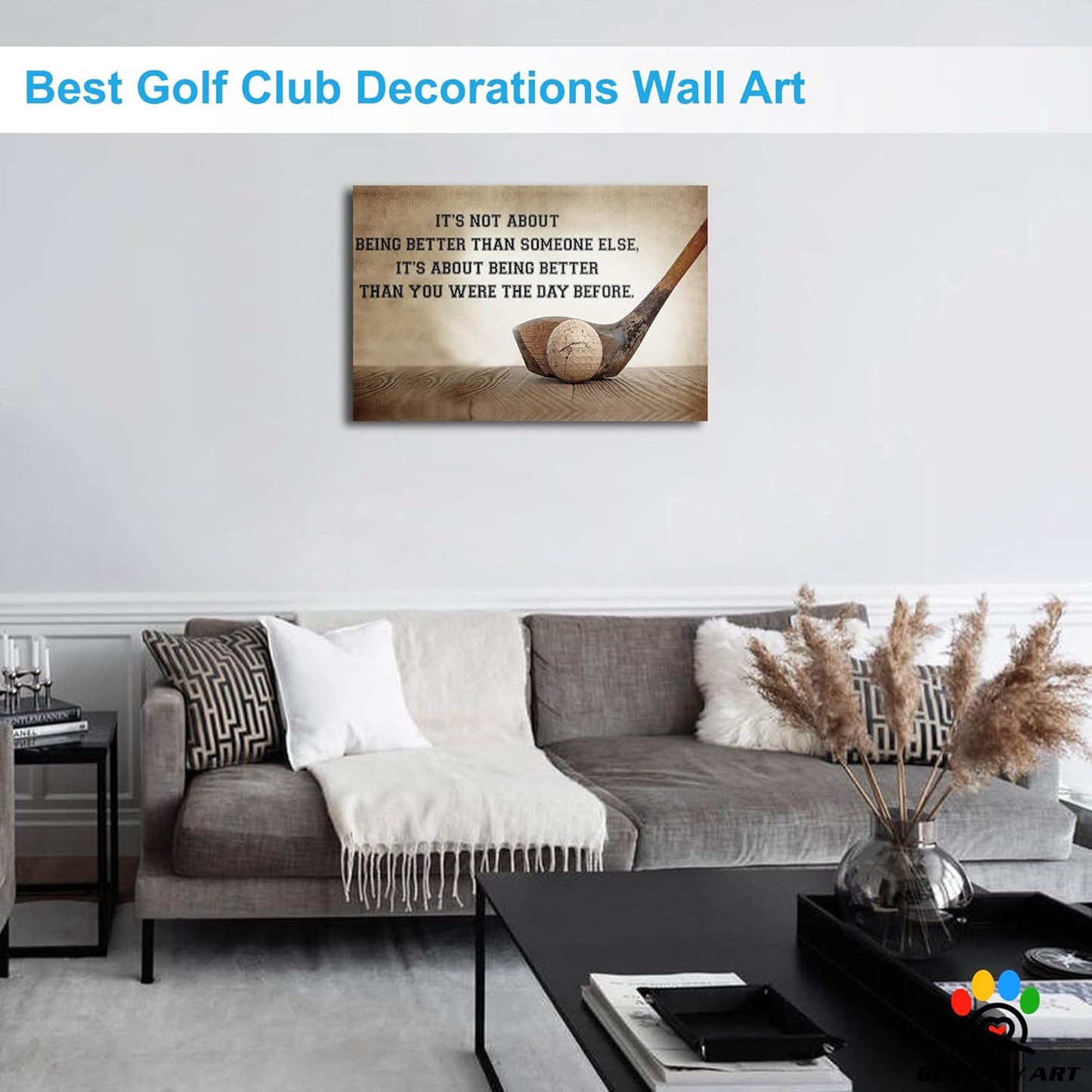 GUTTATY Golf Wall Art, Inspirational Quote Vintage Golf Pictures Posters Canvas Print Wall Decor for Golfer's Man Cave Home Ofice Ready to Hang (12x18 Inches)