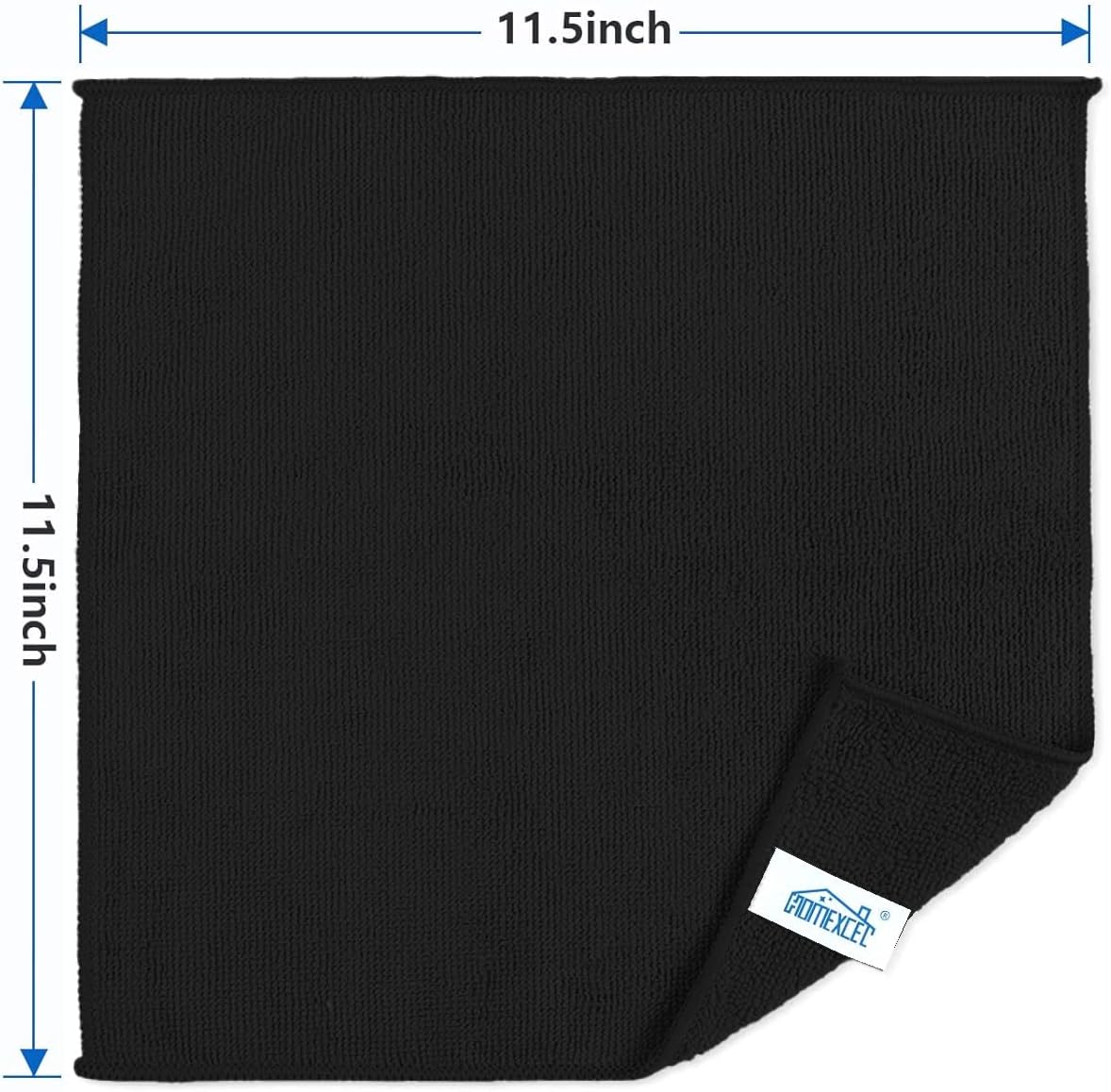 HOMEXCEL Black Microfiber Cleaning Cloth,150 Pack Cleaning Rags, Cleaning Towels,11.5"X11.5" Shop Towels