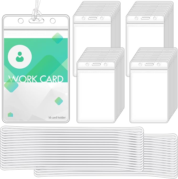 200-Piece Set of Clear Plastic Luggage and Badge Tag Holders, Perfect Office by WYOMER