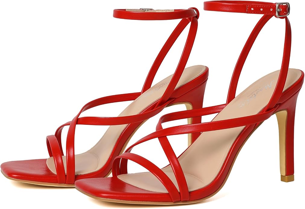 Mostrin Strappy Heels for Women Square Open Toe Lace Up Heeled Sandals Ankle - Image 9