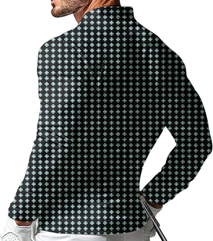 Men's Long Sleeve Golf Shirt Quick Dry 3 Button Work Fishing Outdoor Casual - Image 2